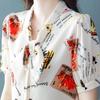 Шелковая рубашка, женское летнее платье с короткими рукавами, новая модная маленькая рубашка с принтом, темпераментная блузка