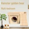 Suweisuge Wooden Hamster House: Multi-Room with Ladder, Hiding Spot, Toy Nest, Golden Bear Design for Landscaping.