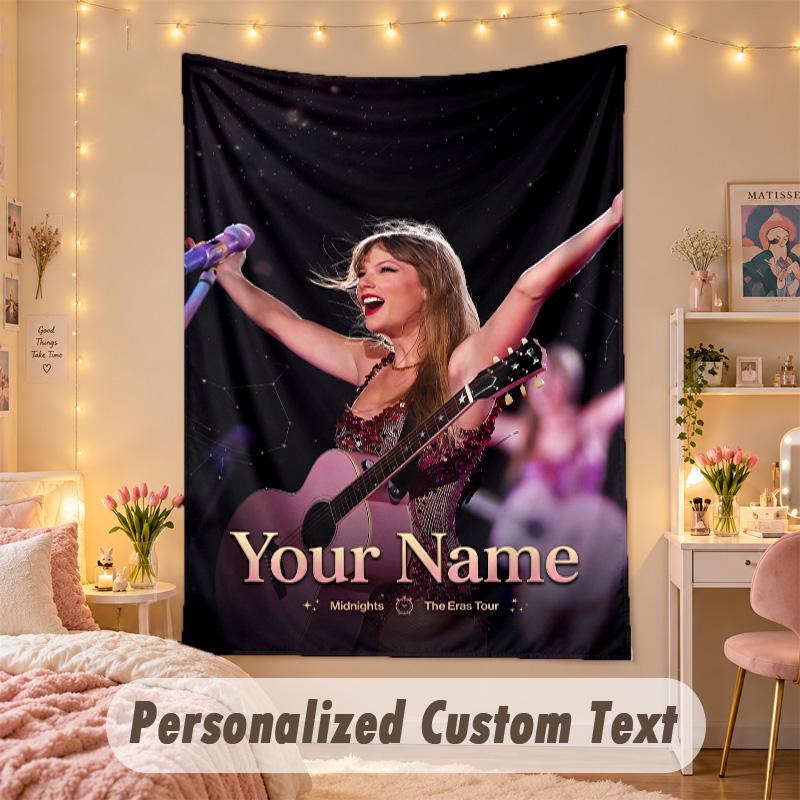 Custom Personalized Tapestry,Taylor Swift Print Custom Name Text Wall Art Hanging for Bedroom