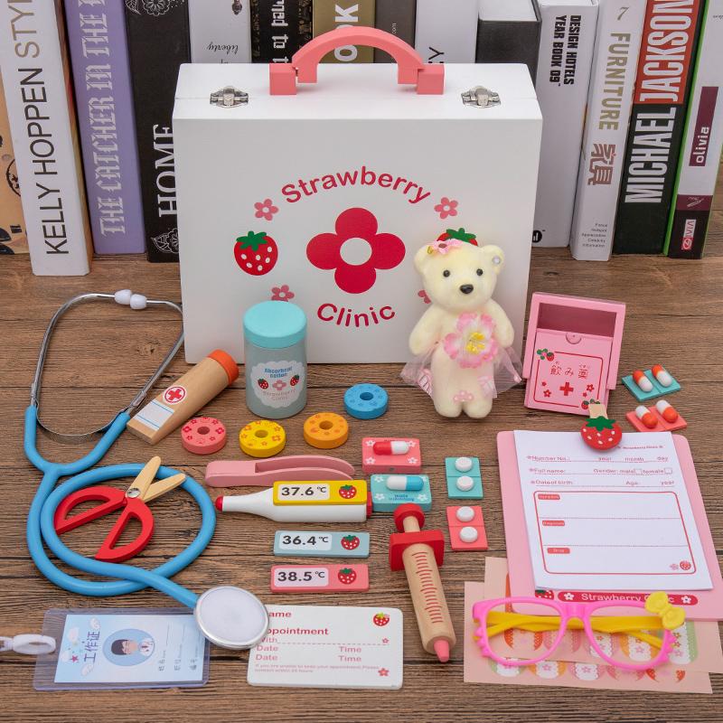 Детская деревянная временная домашняя аптечка для моделирования, набор доктора, медсестра для мальчиков и девочек, детская ролевая игрушка