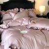 Retro Princess Cotton Lace Duvet Set - All-Season Bedding, 4-Piece