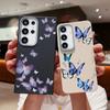 Тонкий чехол с текстурой кожи и узором бабочки для Samsung S25 S22 Ultra Plus S24 S23 S21 S20 Fe A56 A55 A26 A16 A15 Tpu мягкий противоударный матовый чехол