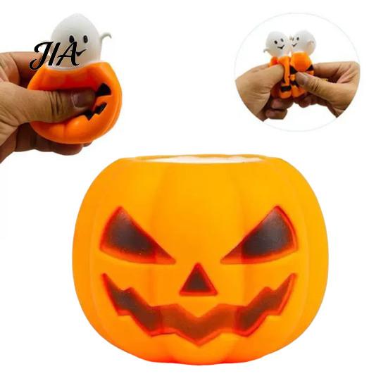Pumpkin Head Sensory Toy 12Pcs Pop-up Ghost Squeeze Toy, Stress Relief Set Creepy Pinch Fidget for Party Favors Halloween