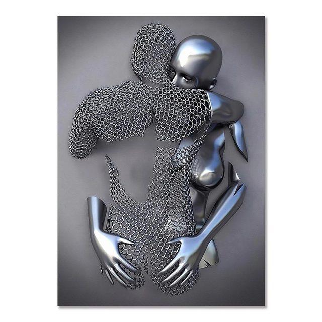 Frame Metal Figure Statue Canvas Painting Romantic Abstract Posters Prints Wall Art Pictures Modern Living Room Decorations