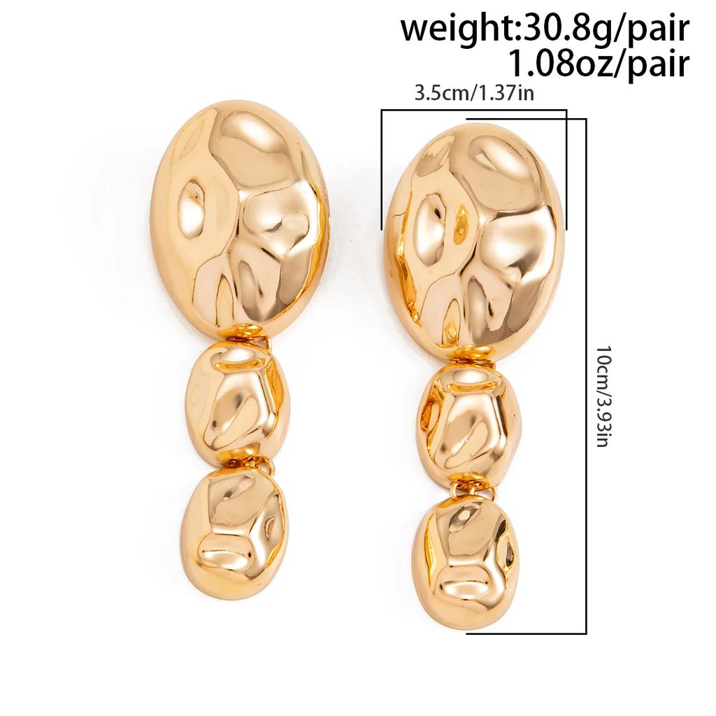 New Personality Geometry Elliptical Metal Drop Earrings Women Exaggerated Piercing Gold Color Dangle Earrings Punk Jewelry