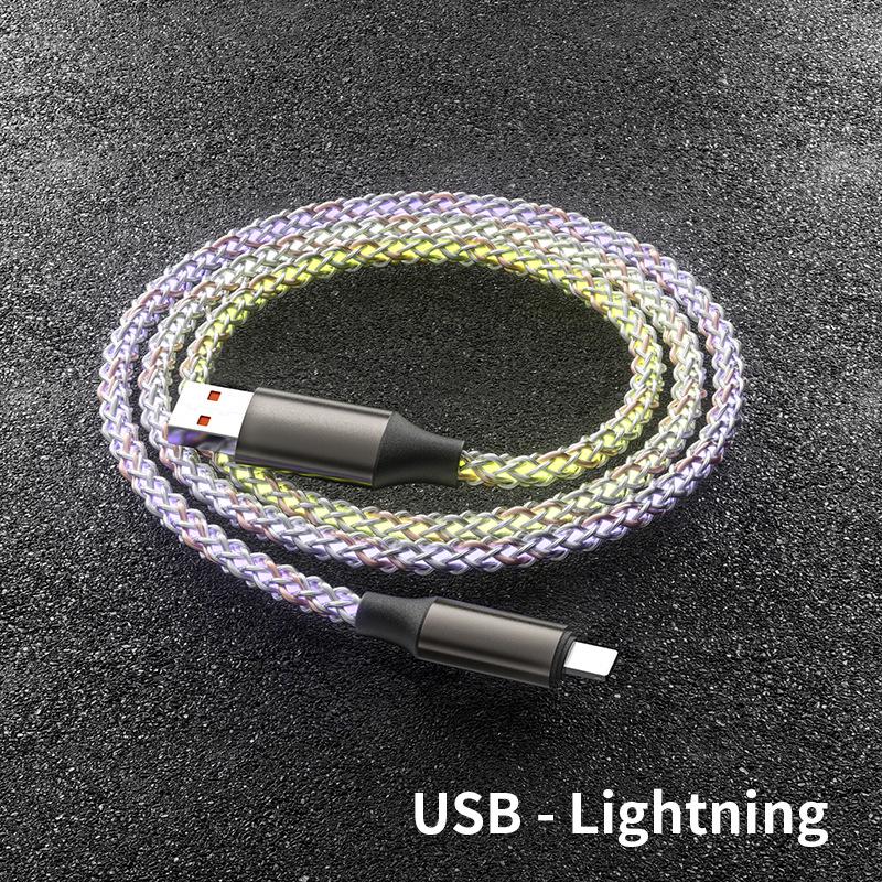 RGB-кабель для передачи данных с быстрой зарядкой и эффектом бегущего света - 3-в-1