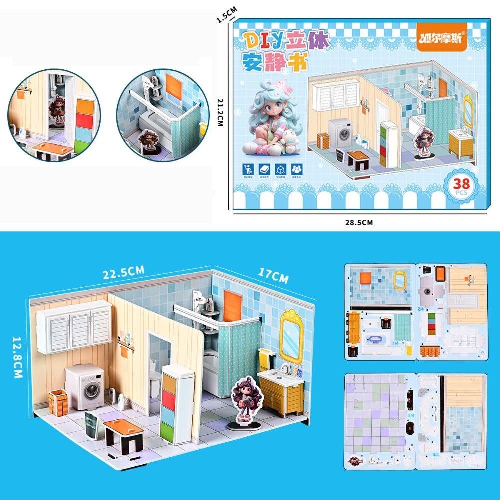 Спальня Ролевые игры Бумажный кукольный домик Гостиная 3D Бумажная головоломка Комната Детский сад