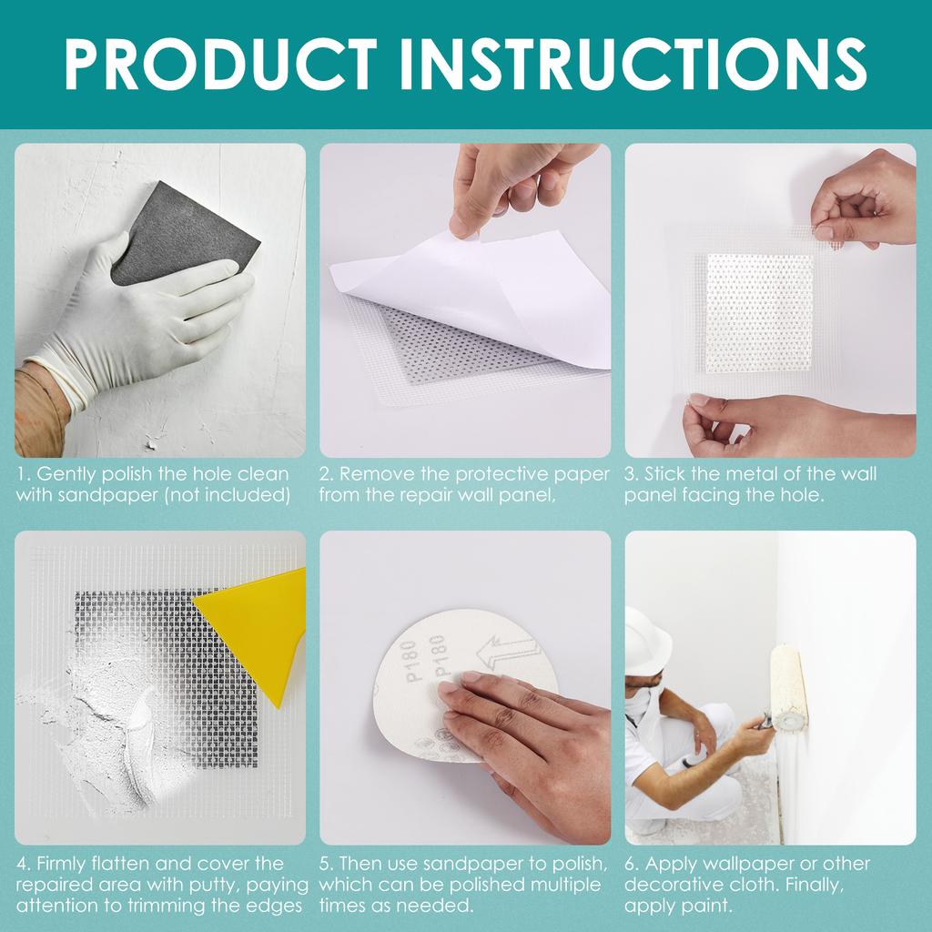 21 piece of wall repair kit 2/4/6/8 inch with scraper sandpaper durable self-adhesive fiberglass mesh crack repair kit