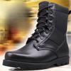 Fashion Men's Security Boots Black High-top Leather Boots Outdoor Tactical Combat Boots Anti Slip Hiking Boot Hunting Safety Shoes Botas