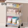 Movable Shelf with Wheels Multi-tiers Storage Rack Rolling Cart Transparent Basket Organizer Trolley for Snacks Cosmetics Bathroom