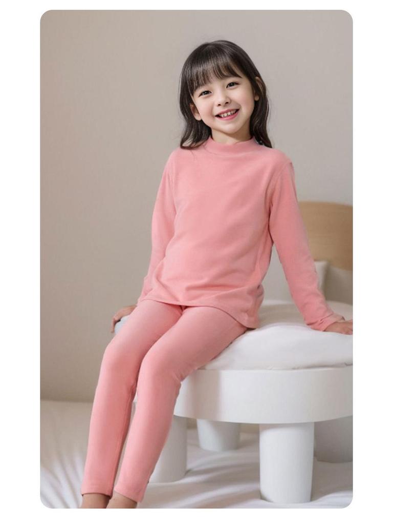 Комплекты детского термобелья: Флисовый зимний комбинезон из двух частей с высоким воротником для детей среднего и крупного возраста.