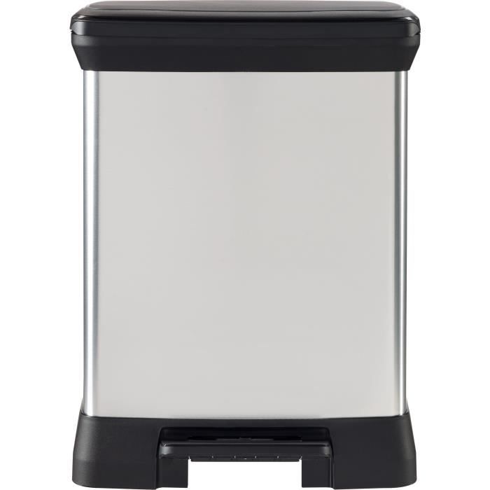 Poubelle a Pédale Rectangulaire - DECO BIN - 30 L - Gris Métallisé - Curver