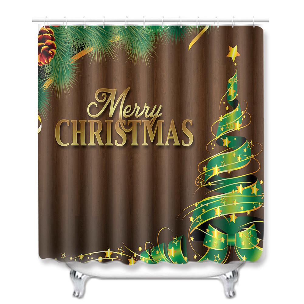 Christmas Household Bathroom Shower Curtain Four-Piece Bathroom Non-Slip Door Mat Bedroom Living Room Floor Mat Carpet