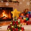 Christmas Tree Topper Red Plush Five-Pointed Star Decor Metal Frame Secure Base Traditional Christmas Decor Home Party Decoration