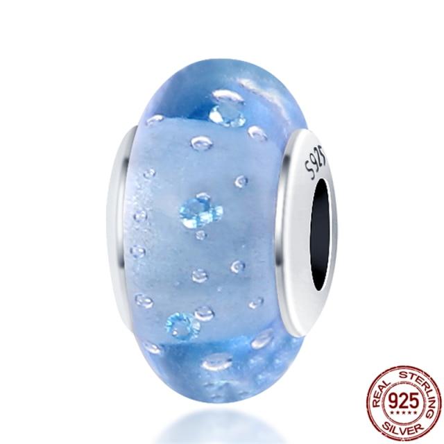 925 Sterling Silver Glass Beads Charms for Jewelry DIY Making Fit Original Bracelets Bangles for Women Gift