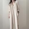 Spring Loose Korean Version Long Over Knee Cotton Shirtskirt Dress