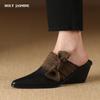 2024 New Slippers Women Genuine Leather Mules Fashion High Heel Summer Wedges Slippers Women Casual Office Shoes Woman Ladies