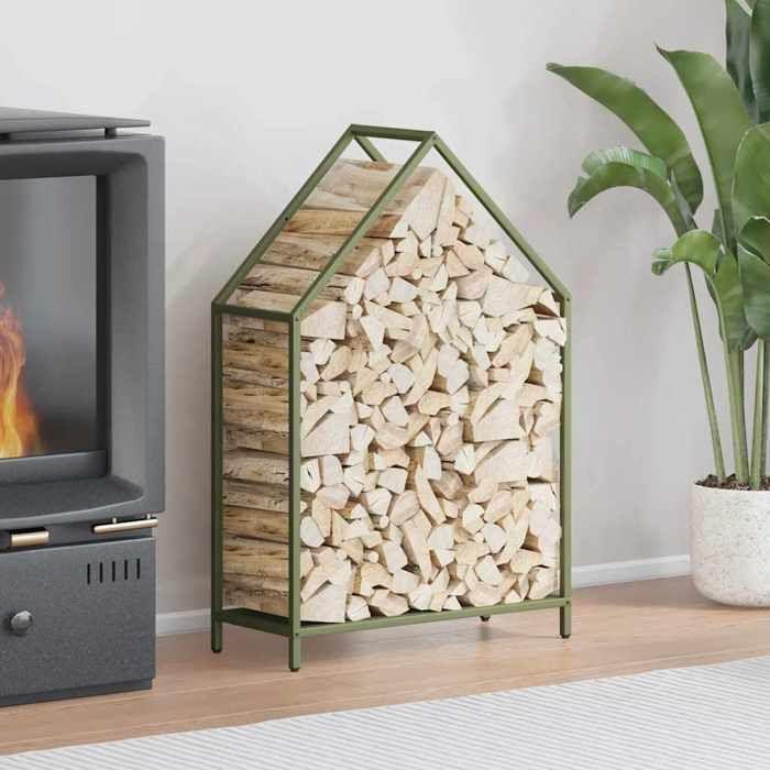 VidaXL Firewood Rack Olive Green 60x25x90 Cm, Fireplace Log Holder, Log Holder, Log Rack 864310