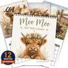 Desktop Hanging Calendar 2027 Highland Cow Wall Calendar, Funny Farmhouse Animal Rustic Monthly Appointment Book 12 Planner for Lovers, Home