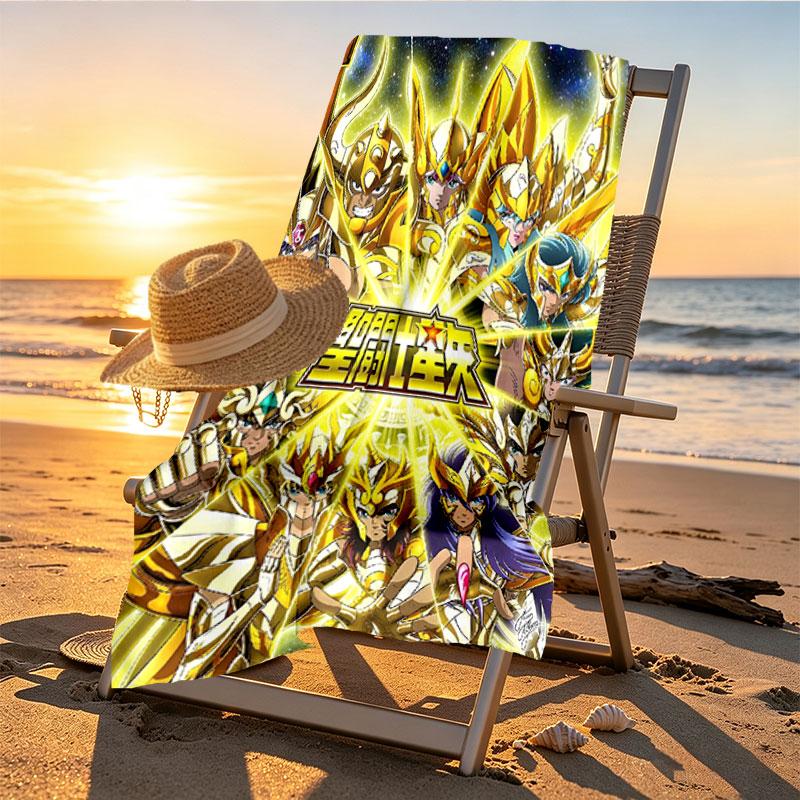 Saint Seiya Print Beach Towel Design, Soft, Lightweight. for Home Bathroom, Spa, Pool, Yoga, Surfing, Camping, Gift for Family, Friend