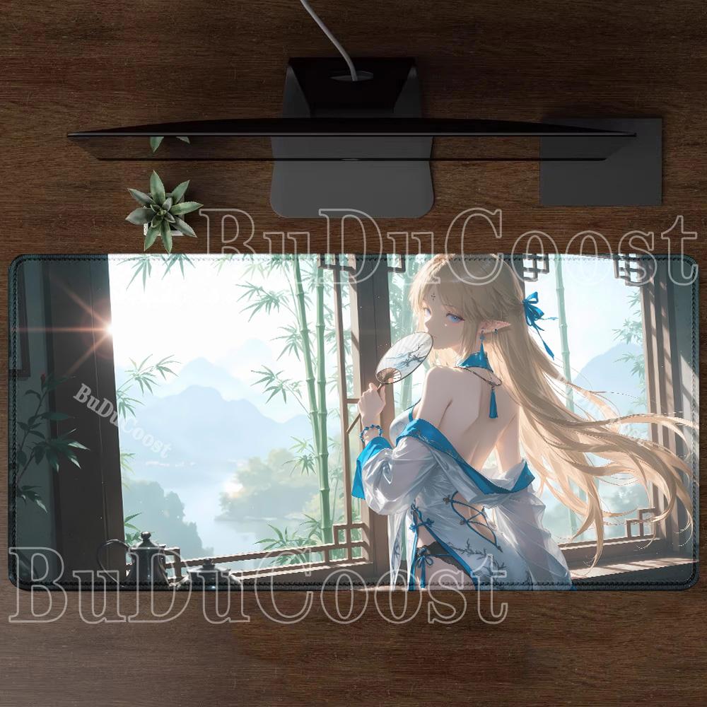 Коврик для мыши Cartethyia Wuthering Waves HD Печать Офисный Игровой Нескользящая основа Коврик для мыши Аниме девушка Клавиатура оверлок XXL Настольный коврик