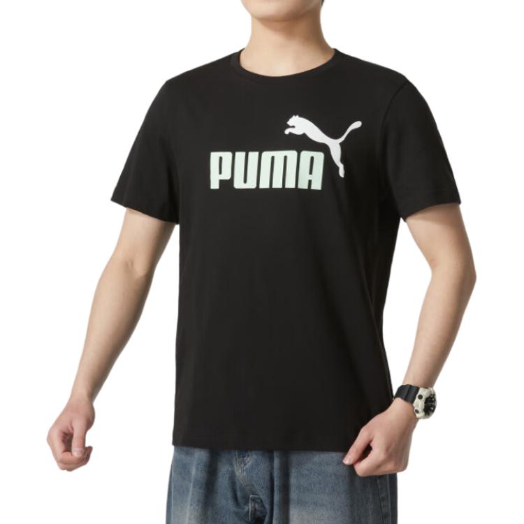 Puma Футболка с коротким рукавом и круглым вырезом, впитывающая пот, с буквенным принтом, мужская, черная, 847666-97