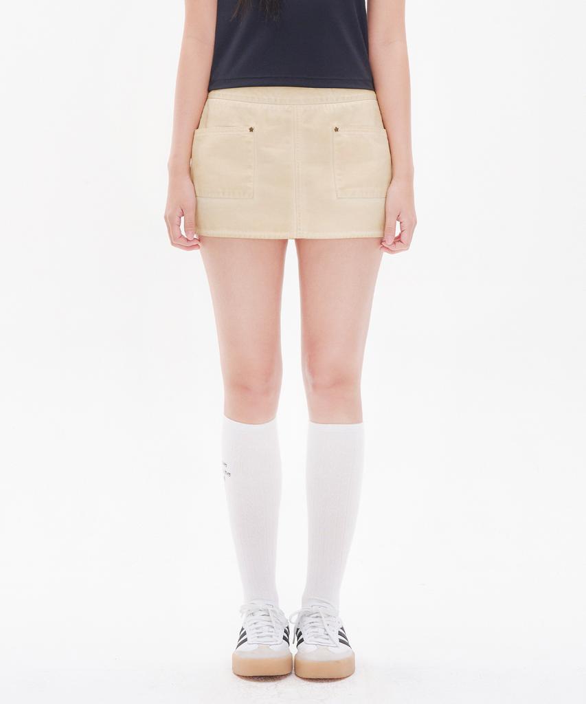 Yuhee Cotton Pocket Mini Skirts Beige