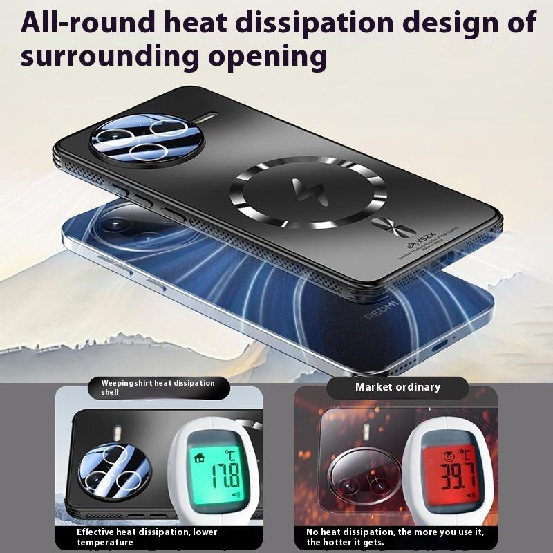 Для Xiaomi Redmi K80 5G/Poco F7 Pro 5G Чехол Совместимый с MagSafe Матовый ПК+ТПУ Теплоотводящая Накладка для Телефона