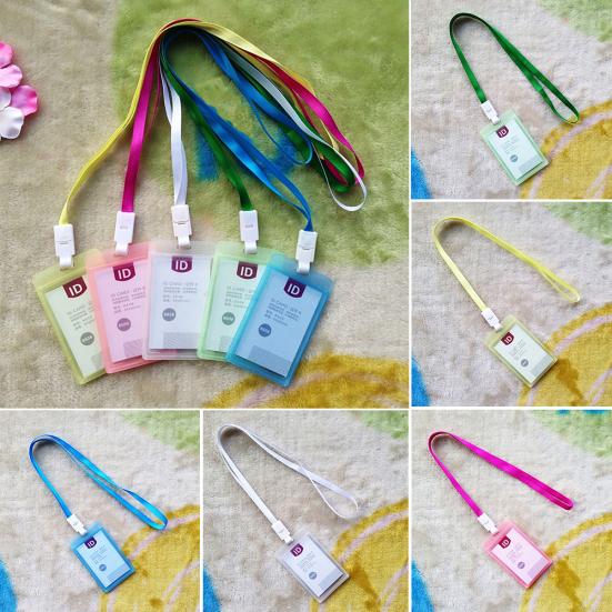 Hard Plastic Pocket ID Card Credit Badge Name Tag Holder Neck Strap