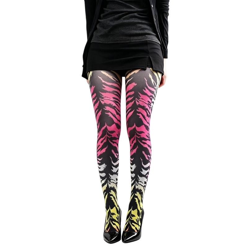 Многоцветные колготки в узор с закрытыми стопами для женщин, колготки с принтом для ношения под платье, юбку весной, осенью, в офисе и на каждый день