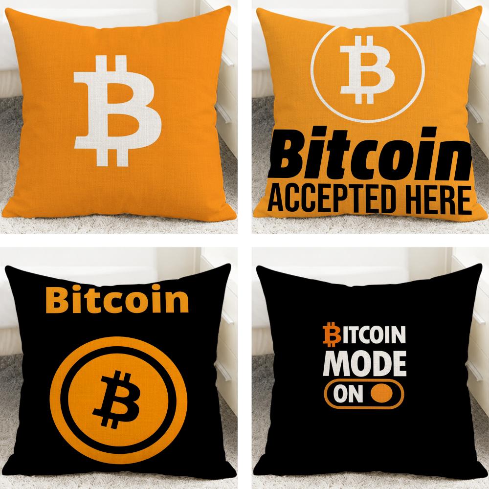 Cryptocurrency Bitcoin Cryptocurrency Btc Cushion Cover Cushion Covers Natural Linen Breathable Sofa Bedroom Decor Pillowcase