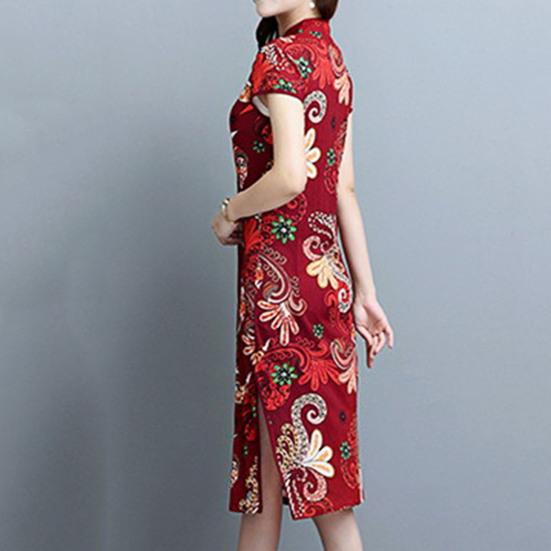 Леди Cheongsam в китайском стиле, винтажный воротник-стойка с высоким разрезом, летнее Ципао для сценического шоу