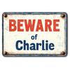 2D Flat Wooden 30*20cm Beware of Charlie Vintage Wooden Sign - Wooden Wall Art, Engraved Plaque, Indoor/Outdoor Decor for Home, Bar, Garage