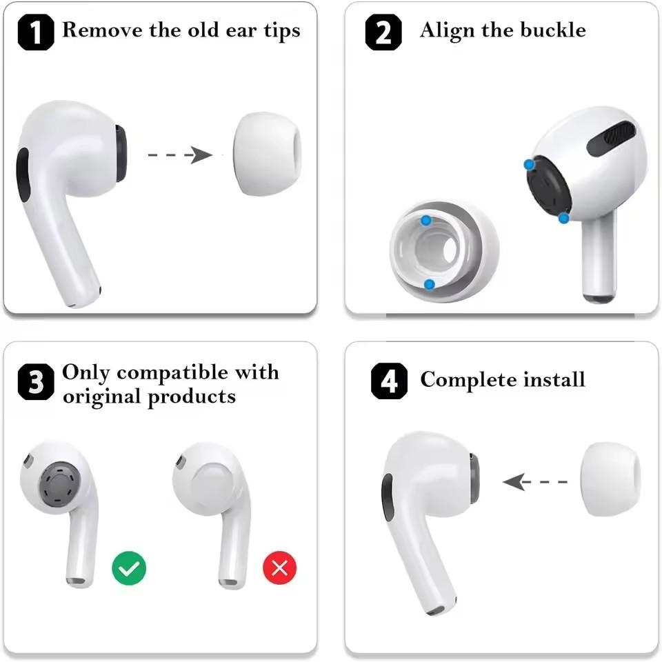 Насадки для Airpods Pro 1/2 Ушные вкладыши Силиконовый чехол Отверстие для снятия давления Ушные колпачки Подушка Насадки для ушей Вкладыши Наушники Air Pods Pro