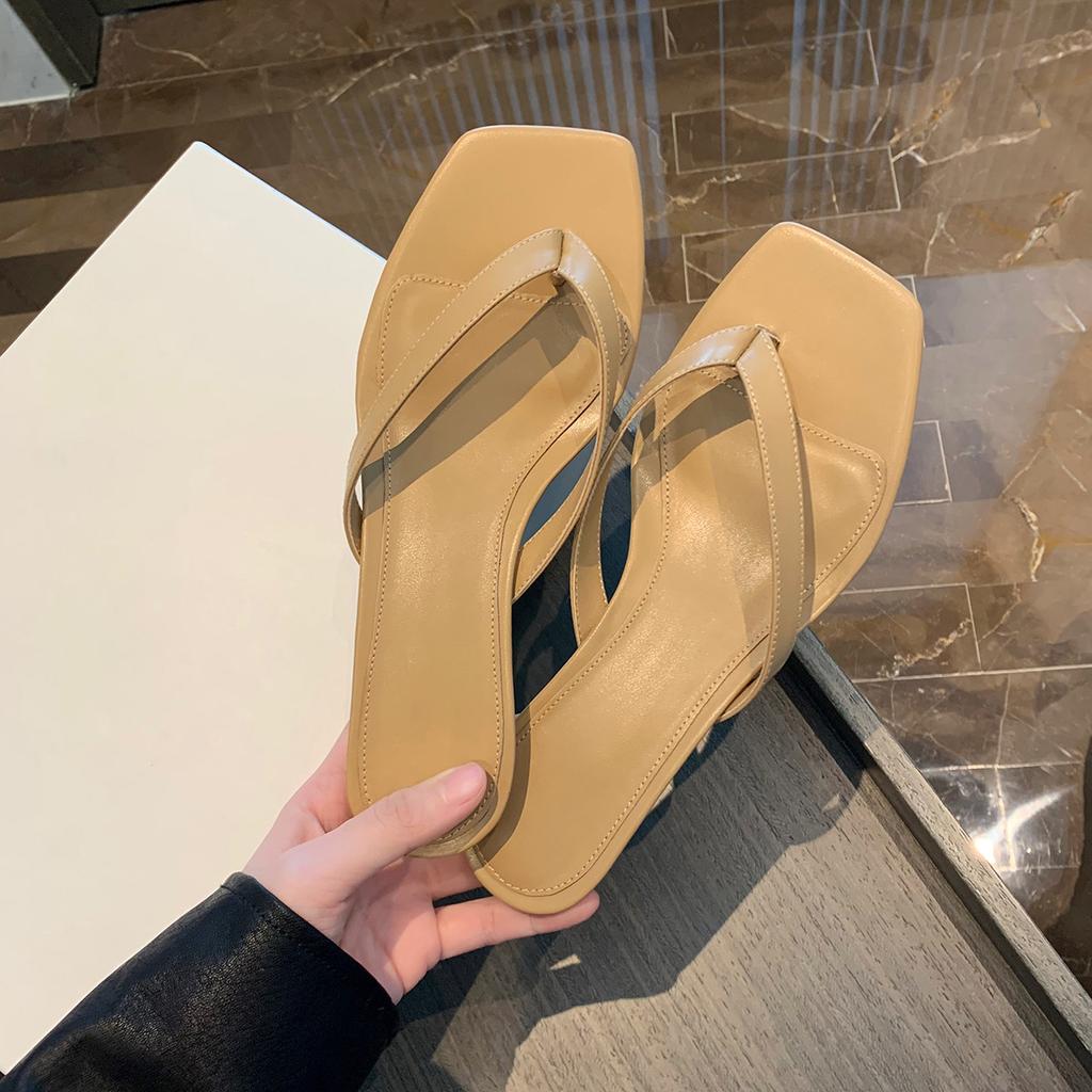 Grape Mother Studiolee Summer New Cat Heel High Heels Flip-flops Flat Bottom Outside Toe Cool Slippers