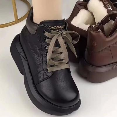 Ботинки Мартин ретро на шнуровке с боковой молнией на толстой подошве с круглым носком женские короткие ботинки модные студенческие термоботинки из хлопка