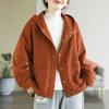 Ladies Literary Retro Solid Color Hooded Quilted Loose Warm Cotton Jacket