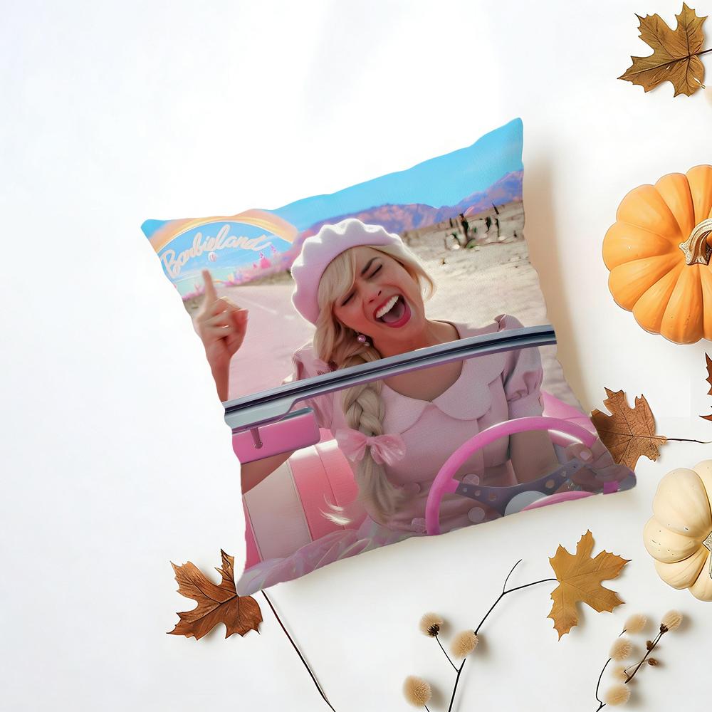 MMargot Robbie Cushion Cover Washable Linen Pillowcase Soft for Daily Sofa Bed Home Room Decor