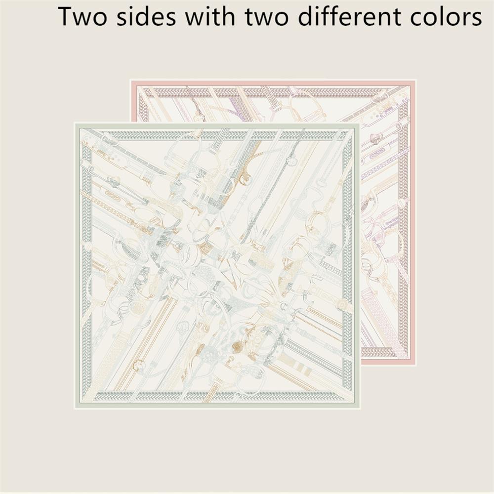 POBING Curled Twill Silk Scarf Women Funny ICE CREAM Double Side Printed Square Scarves Wraps Echarpes Foulards Femme Hijab 70CM