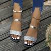Summer Sandals for Women Flat Sandal Sparkle Rhinestone Slide Trendy Women's Beach Sparkly Dressy Slip On Bling Casual Shoes