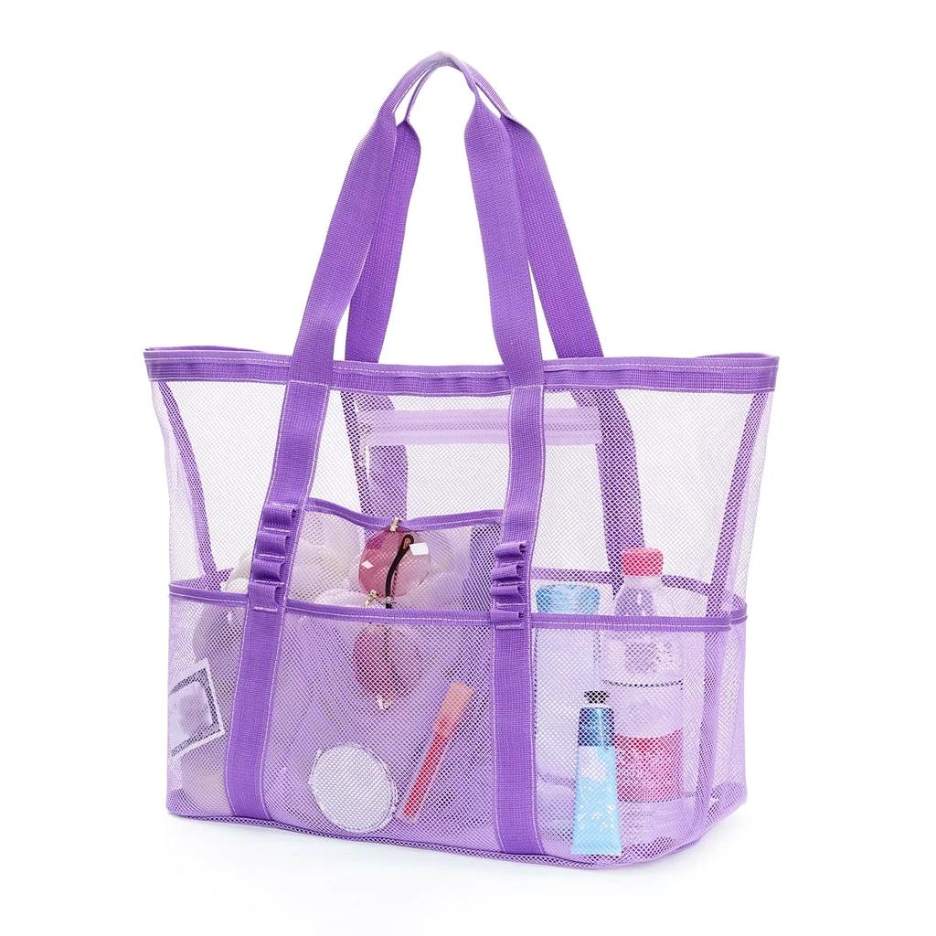 1pcs Unisex Large Capacity Multifunctional Mesh Handbag Beach Bag, Shopping Bag Suitable For Outdoor Sports Beach Swimming