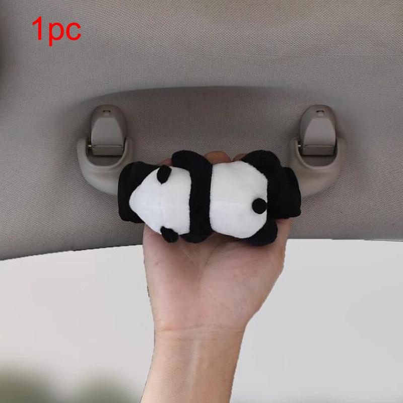 Милая мультяшная кукла-панда, чехол на ручку двери салона автомобиля, универсальный плюшевый чехол-протектор для ручника, защита держателя на крышу автомобиля