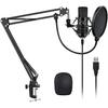 YOTTO Microphone À Condensateur USB - Cardioïde - Réglable - Suspension Perche Ciseaux Bras - Enregistrement Pour Ordinateur