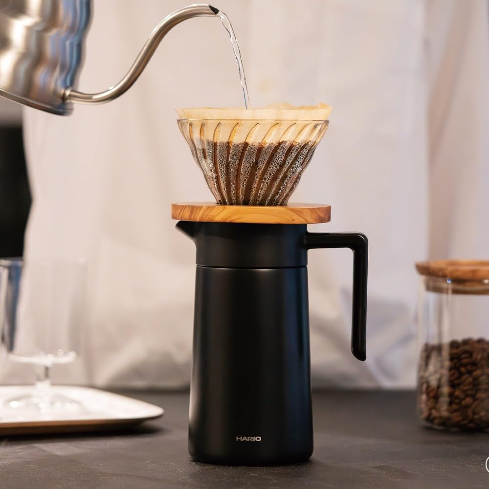 HARIO Изолированный Керамический Сохраняет Свежесваренный Кофе 600 мл Модель с Подарком, Покрытый, Вакуумно-Изолированный, Двухслойный, Вкусный, Объем, Черный,