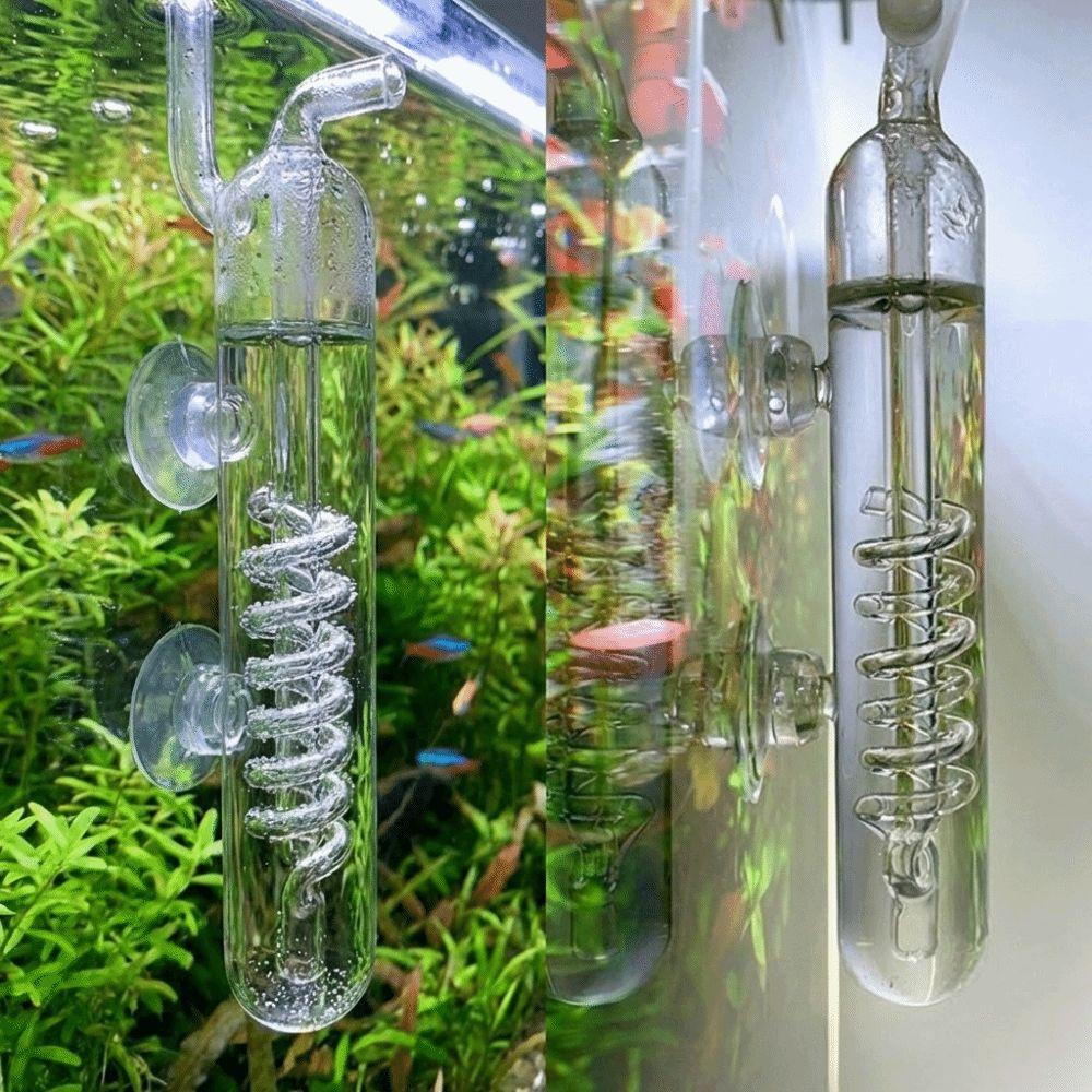 Glass CO2 Bubble Counter with Suction Cup High Transparent Spiral Bubble Counter Practical Without Blocking Bubble Atomizer