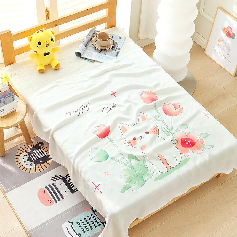 Double-layer Bamboo Cotton Infant Blanket, Children's Quilt, Thin Air-conditioning Summer Cool Quilt, Baby Bamboo Fiber Ice Silk Blanket