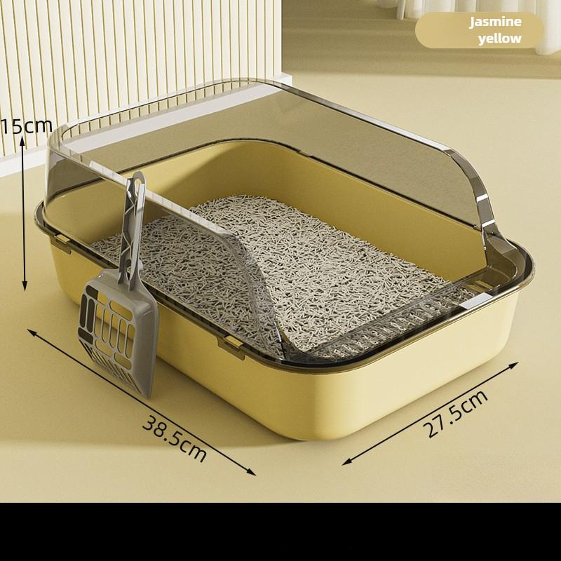 Полузакрытый кошачий лоток Большой размер Защита от брызг Утолщенный кошачий туалет Товары для домашних животных Кошачий лоток Большой размер Дезодорант