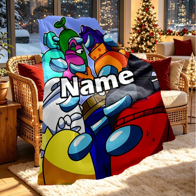 Custom Name Personalized Among Us Print Blanket, Home Decor, Bedroom, Sofa, Camping, Couch, Gifts for Birthday ChristmasEnthusiasts
