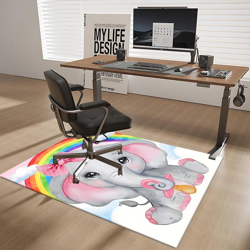 1pc Rainbow Elephant Chair Mat, Non-Slip Carpet for Office Chairs, Festive Gift, Suitable for All Seasons, Decorative for Home and Office, Living Room