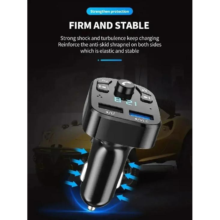 Новый автомобильный Bluetooth 5.0 Адаптер прикуривателя FM 3.1A Двойной USB Быстрая зарядка Зарядка Громкая связь MP3-плеер с цифровым дисплеем
